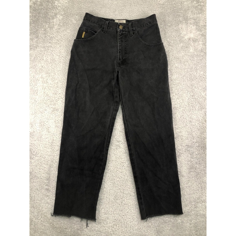 VTG Armani Jeans Men 29x27 (Tag 31) Eco Stone Tapered Black Distressed *Flaw